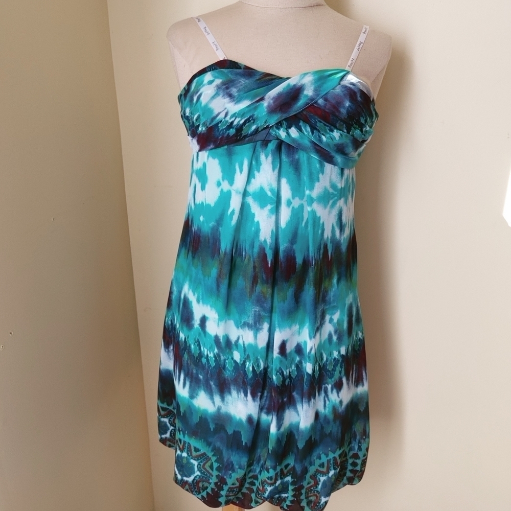 Joseph Ribkoff Cocktail spaghetti straps Dress‎ Turquoise Mix color size 2